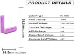Samsung INR18650 26E 3, 7V 2600mAh 20A ipari Li-ion akkumulátor (INR-18650-26E)