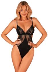 Obsessive Maderris csipkés body, fekete, XL/XXL