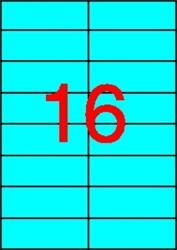 MOS Színes öntapadós etikett címke 105X37 mm kék 16 db/ív, 25 ív/csomag