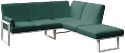 Mesonica Sötétzöld kerti sarokkanapé MESONICA Soledo fehér alappal 216 cm, bal/jobb (MESONICA-SOLEDO-191W-5LR)