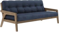 Karup Design Sötétkék háromüléses kanapé Karup Design Grab 204 cm barna kerettel (132106737)