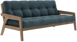 Karup Design Sötétkék kordbársony háromüléses kanapé Karup Design Grab 204 cm barna kerettel (132106513)