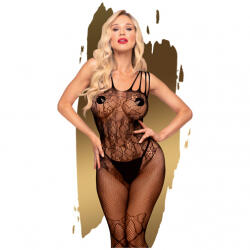Penthouse lingerie Penthouse Dirty Mind - virágos- masni, nyitott, necc overall (fekete)