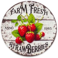  Nyomtatott fa tábla - Eper farm koszorú közép 11, 8cm