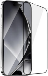 Edzett üvegfólia metal frame Samsung Galaxy S25 tok, fekete fém kerettel