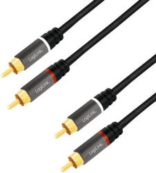 LogiLink Audiokábel, 2x RCA/M - 2x RCA/M, fém, 1, 5 m (CA1203)