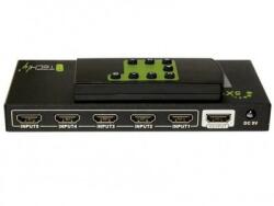 TECHLY 020713 Aktív HDMI elosztó 5/1 4Kx2K 3D Adapter Fekete (távirányítóval) (020713)