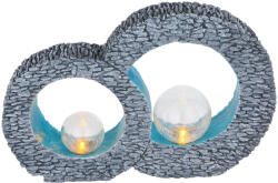 GLOBO Kültéri napelemes dekorációs LED lámpa dupla üveg gömbbel, szürke kő hatású - Solar Globo 36522 (36522)