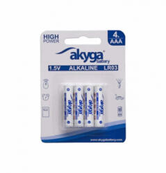 Akyga LR03, 1.5V, 1300mAh, AAA alkáli elem 4db bliszter csomagoiás (AKY1971) (AKY1971)