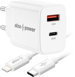 AlzaPower A101CA Fast Charge 20 W fehér + Core Lightning MFi 1 m, fehér (APW-CCA101-CBMFI9411W)