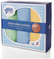 KIKKO Bio pamut babatörölköző/takaró Old Times 90x100 (3 db) - pasztell, fiúk számára