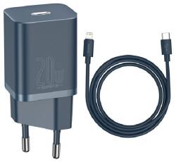 Baseus SUPER SI hálózati töltő Type-C aljzat (20W, PD gyorstöltő + Type-C - lightning kábel) SÖTÉTKÉK