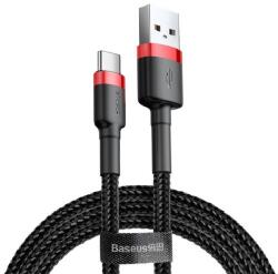 Baseus CAFULE adatkábel (USB - Type-C, 2A, PD gyorstöltő 3.0, 300cm, cipőfűző) PIROS/FEKETE