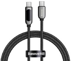 Baseus adatkábel (Type-C - Type-C, 100W, PD gyorstöltő, 100cm, cipőfűző, LED kijelző) FEKETE
