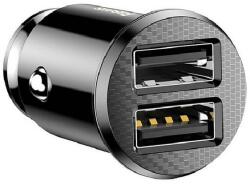 Baseus GRAIN autós töltő 2 USB aljzat (15W, túlfeszültség elleni védelem) FEKETE