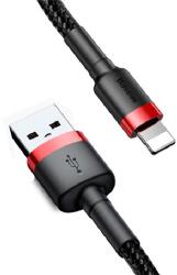 Baseus CAFULE adatkábel (USB - lightning, 2.4A, gyorstöltő 3.0, 100cm, cipőfűző) FEKETE/PIROS