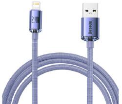 Baseus CRYSTAL SHINE adatkábel (USB - lightning, 2.4A, PD gyorstöltő, 200cm, cipőfűző) LILA