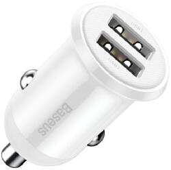 Baseus GRAIN PRO autós töltő 2 USB aljzat (24W, gyorstöltő) FEHÉR