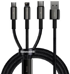 Baseus töltőkábel 3in1 (USB - lightning/Type-C/microUSB, gyorstöltő, 150cm, törésgátló) FEKETE