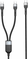 DeTech Кабел DeTech DE-50CC, от USB C(м) към 2x USB C(м), 1m, 100W, черен
