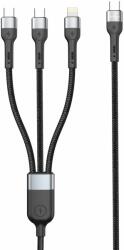 DeTech Кабел DeTech DE-51CCL, от USB C(м) към 2x USB C(м), Lightning, 1m, 60W, черен