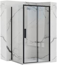 Rea Rapid Slide - zuhanykabin tolóajtóval 150 (ajtó) x 80 (fal), átlátszó üveg, fekete profil, KPL-09868 (KPL-09868)