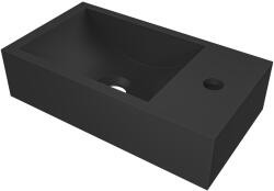 Cerano - Teo öntött márvány mosogató, falra szerelhető jobbos - fekete matt - 40x22 cm, CER-CER-482707 (CER-CER-482707)