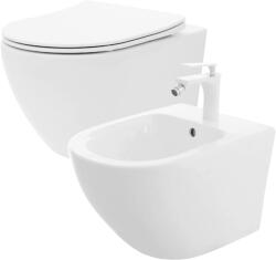 Rea Rea, Fali WC csésze készlet REA CARLO Flat Mini Rimless + fali bidé REA CARLO Mini, KPL-C2760 (KPL-C2760)
