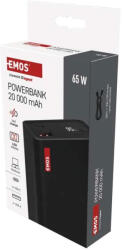 EMOS Powerbank NTBF20, 20 000 mAh, 65 W PD, fekete B0560B (B0560B)