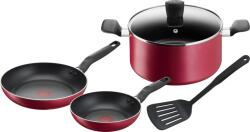 Tefal Set de tigai Tefal 5 piese 20/24 + cratita 24 cm + capac + spatula, fara inductie, acoperire antiaderenta, indicator de caldura cu semnal termic, maner ergonomic, Super Cook B460S584 (B460S584)