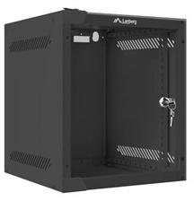 Lanberg 10" fali rack szekrény 6U/280X310, üvegajtó, lapraszerelt, fekete (WF10-2306-10B) - pcland