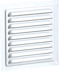 Dalap Fém szellőzőrács karima nélkül, fix zsaluval és rovarhálóval 300x300 mm, fehér