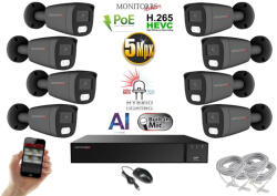 Monitorrs Security - AI Hybrid Light IP kamerarendszer 8 kamerával 5 Mpix GT - 6144k8