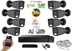  MS - AI Hybrid Light IP kamerarendszer 8 kamerával switchel 5 Mpix GT - 6144k8B