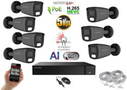 Monitorrs Security - AI Hybrid Light IP kamerarendszer 7 kamerával 5 Mpix GT - 6144k7