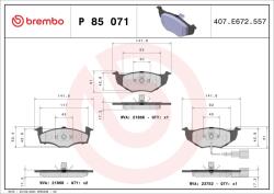 BREMBO fékbetétkészlet, tárcsafék BREMBO P 85 071 for AUDI, SEAT, SKODA, VW (P 85 071)