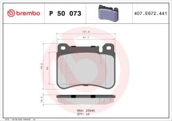 BREMBO Fékbetét készlet BREMBO P 50 073 for MERCEDES-BENZ (P 50 073)