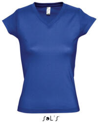 SOL'S Női MOON V-nyakú rövid ujjú pamut póló, SOL'S SO11388, Royal Blue-2XL (so11388ro-2xl)