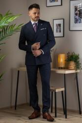 Elite Fashion Sötétkék csíkos kétrészes slim Öltöny