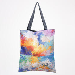 SHOPIKA Geanta shopper din material textil, imprimata cu model inspirat dupa o pictura multicolora