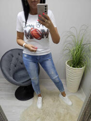 Norafashion Nagyon csinos karcsúsított szűk fazonú mintás póló (American football) (777575)