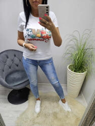 Norafashion Nagyon csinos karcsúsított szűk fazonú mintás póló (Summer) (978545)