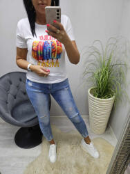 Norafashion Nagyon csinos karcsúsított szűk fazonú mintás póló (Ice Cream) (335391)