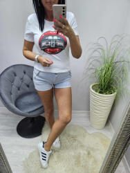 Norafashion Nagyon csinos karcsúsított szűk fazonú ajakmintás póló (234992)