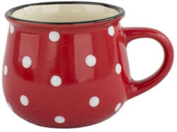 4home Cană ceramică Dots 230 ml, roșie, roșu, 230 ml