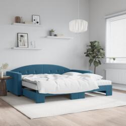 vidaXL kék bársony kihúzható heverő matraccal 100 x 200 cm (3197331)