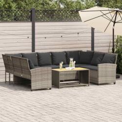 vidaXL világosszürke polyrattan kerti kanapé párnával (3365334)