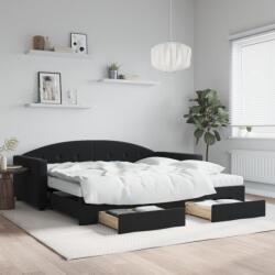 vidaXL fekete kihúzható bársony heverő fiókkal 100 x 200 cm (3197384)