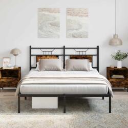 vidaXL füstös tölgy színű szerelt fa ágykeret matrac nélkül 150x200 cm (4106745)