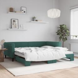 vidaXL sötétzöld kihúzható bársony heverő 100 x 200 cm (3197780)